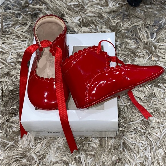 Red Patent Leather Infant Booties - Picture 3 of 5